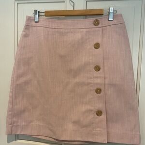 Ann Taylor Light Pink A-Line Skirt with Button Detail